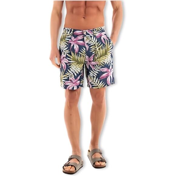 Scotch & Soda Casual Short Loose Fit Front Floral Twill Pleats Blue Men's 31 NWT - Picture 1 of 10